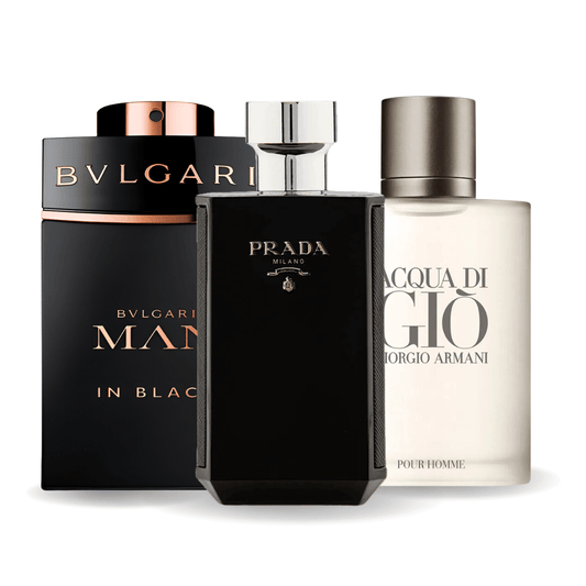 SET 3 PARFUMURI: BVLGARI IN BLACK + GIORGIO ARMANI ACQUA DI GIÒ + L'HOMME PRADA INTENSE 100ML
