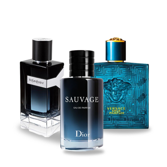 SET 3 PARFUMURI: DIOR SAUVAGE + YVES SAINT LAURENT Y MEN + VERSACE EROS 100ML