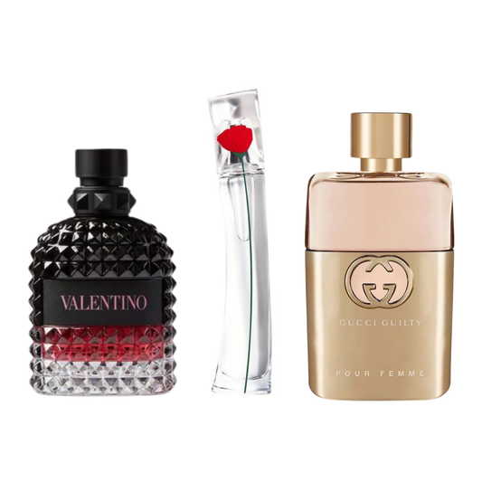 SET 3 PARFUMURI: GUCCI GUILTY + VALENTINO INTENSE + FLOWER BY KENZO 100ML